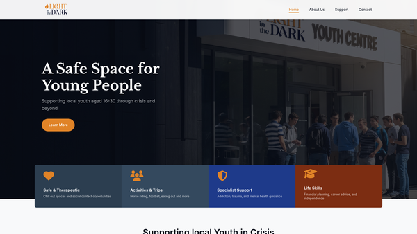 Screenshot of the A Light In The Dark website