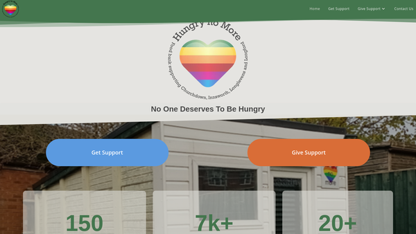 Screenshot of the Hungry No More website