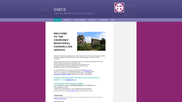Screenshot of the Churches' Ministerial Counselling Service website
