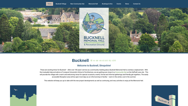 Screenshot of the Bucknell Memorial Hall And Recreation Ground CIO website