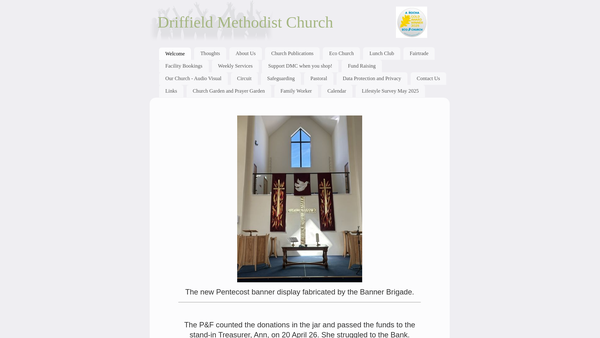 Screenshot of the Driffield Methodist Church website