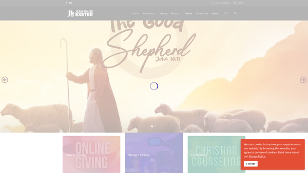 Screenshot of the The Redeemed Christian Church Of God (Rccg) Jesus House Exeter website