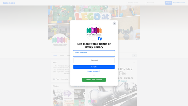 Screenshot of the Friends Of Batley Library website