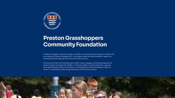 Screenshot of the Preston Grasshoppers Community Foundation website