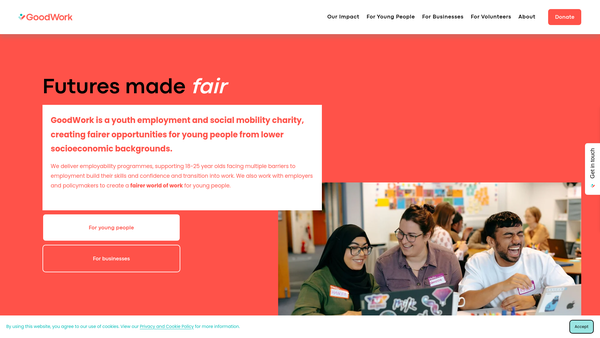 Screenshot of the The Goodwork Foundation website