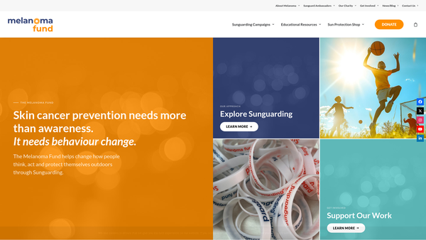 Screenshot of the Melanoma Fund website