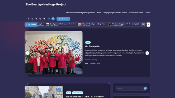 Screenshot of the Bendigo Memorial Fund website