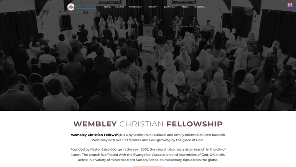 Screenshot of the Wembley Christian Fellowship website