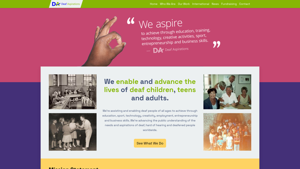 Screenshot of the Deaf Aspirations website