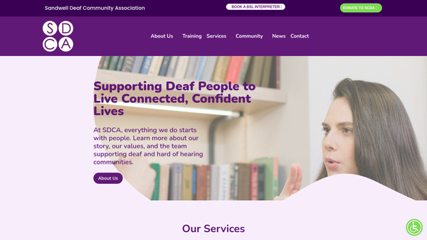 Screenshot of the Sandwell Deaf Community Association website