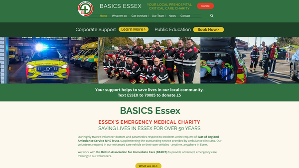 Screenshot of the Basics Essex website