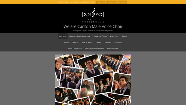 Screenshot of the Carlton Male Voice Choir website