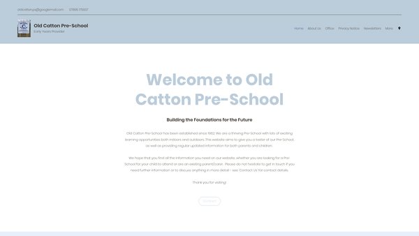 Screenshot of the Old Catton Pre-School website