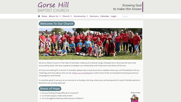 Screenshot of the Gorse Hill Baptist Church website