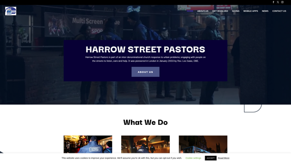 Screenshot of the Harrow Street Pastors website