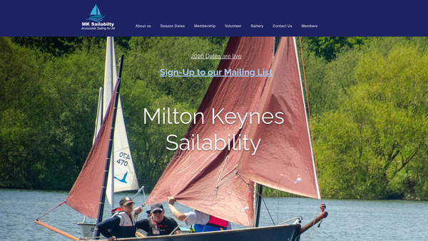 Screenshot of the Milton Keynes Sailability website