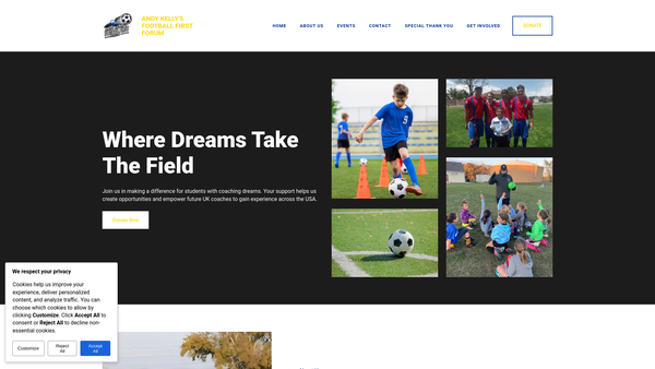 Screenshot of the Andy Kelly's Football First Forum website
