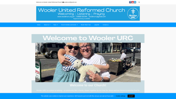 Screenshot of the Wooler United Reformed Church Charity website