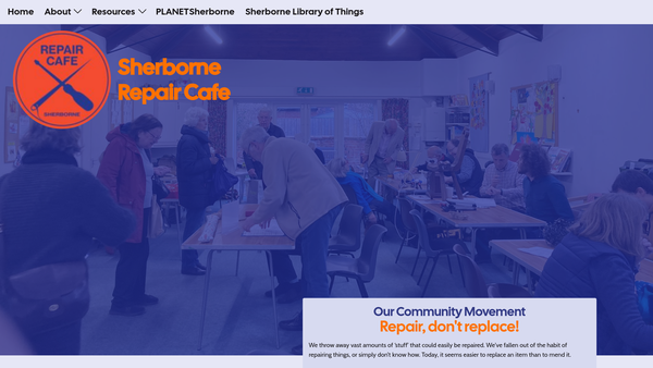 Screenshot of the Sherborne Repair Cafe website