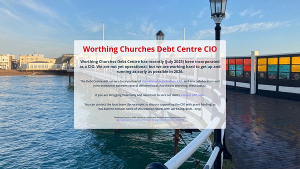Screenshot of the Worthing Churches Debt Centre website