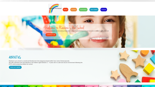 Screenshot of the Rainbow Pre-School (York) website