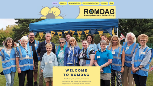 Screenshot of the Romsey Dementia Action Group website