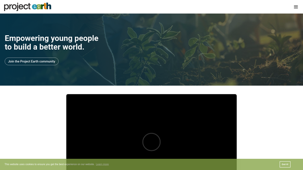 Screenshot of the Project Earth website
