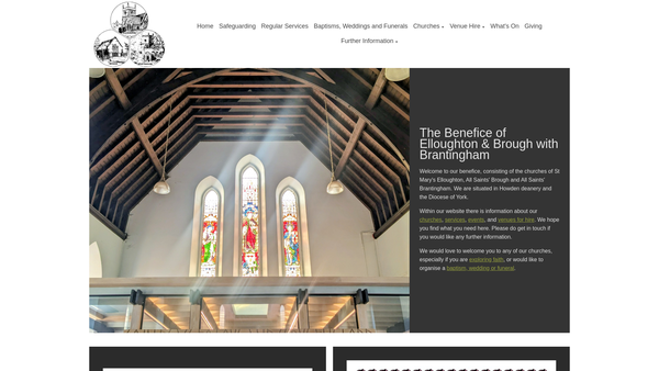 Screenshot of the Elloughton Cum Brough With Brantingham Parochial Church Council website
