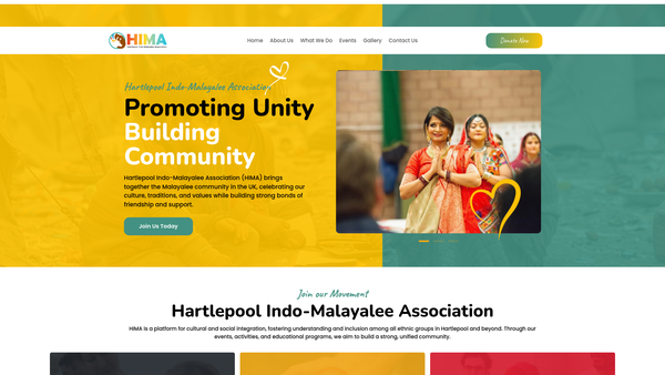 Screenshot of the Hartlepool Indo Malayalee Association website
