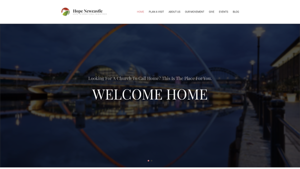 Screenshot of the Hope Church Newcastle website
