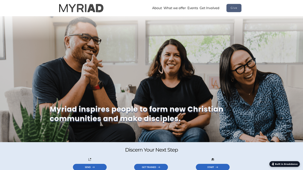 Screenshot of the The Myriad Collective website