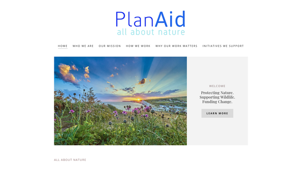 Screenshot of the Planaid website