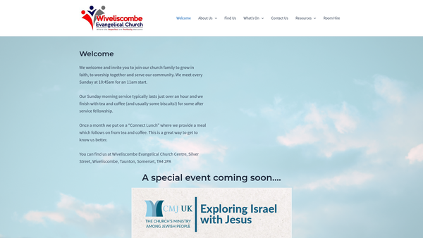 Screenshot of the Wiveliscombe Evangelical Congregational Church website