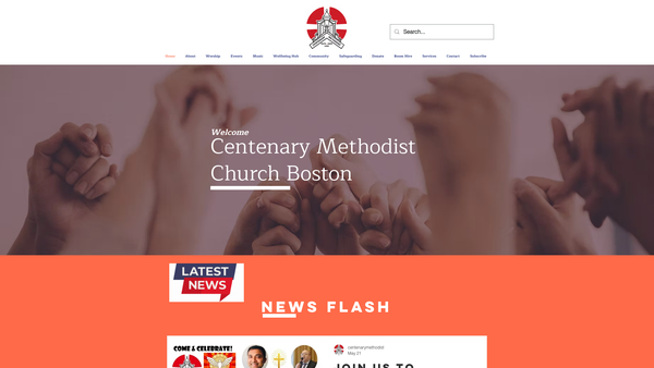 Screenshot of the Centenary Methodist Church Boston website