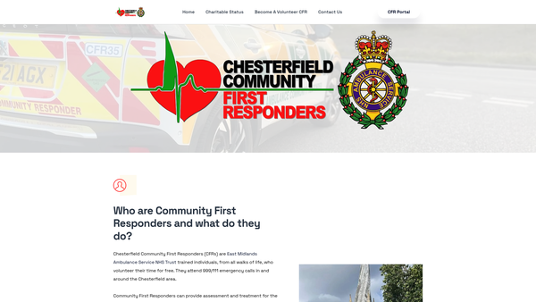 Screenshot of the Chesterfield Community First Responders website