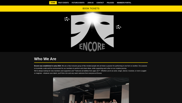 Screenshot of the Encore Wales website