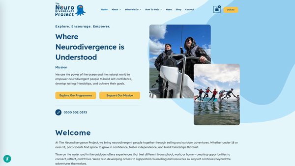 Screenshot of the The Neurodivergence Project website