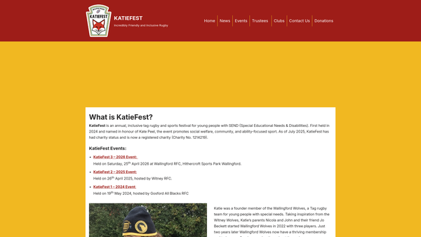 Screenshot of the Katiefest website