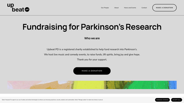 Screenshot of the Upbeat Parkinson's Disease website