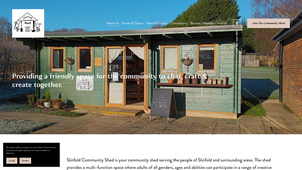 Screenshot of the Slinfold Community Shed website