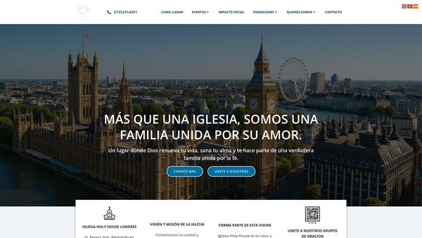 Screenshot of the Holy House Church website