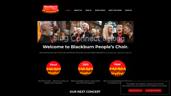 Screenshot of the Blackburn People's Choir website