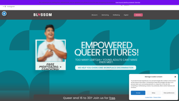 Screenshot of the Blossom LGBT CIO website