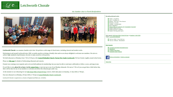 Screenshot of the Letchworth Chorale website