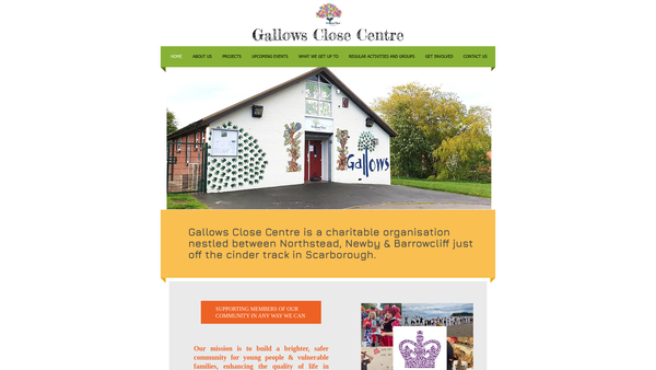 Screenshot of the The Gallows Close Centre CIO website