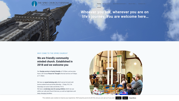 Screenshot of the The Spire Church, Farnham website