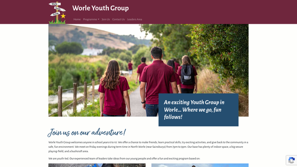 Screenshot of the Worle Youth Group website