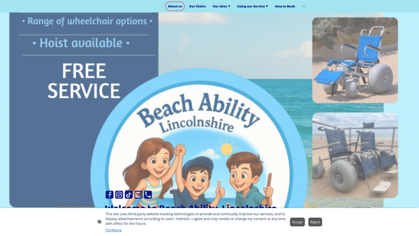 Screenshot of the Beach Ability, Lincolnshire website