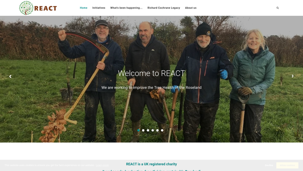 Screenshot of the Roseland Environment Action Community Team (React) website