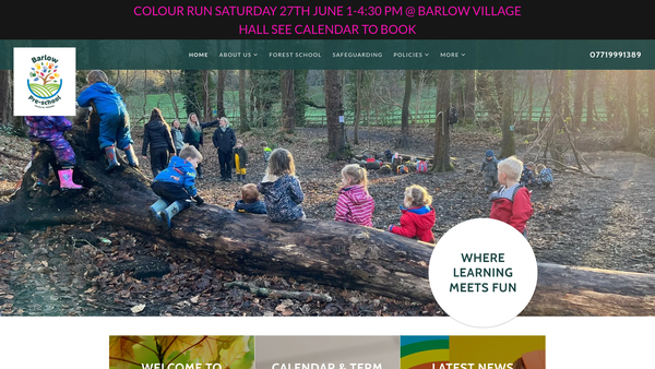 Screenshot of the Barlow Pre School website